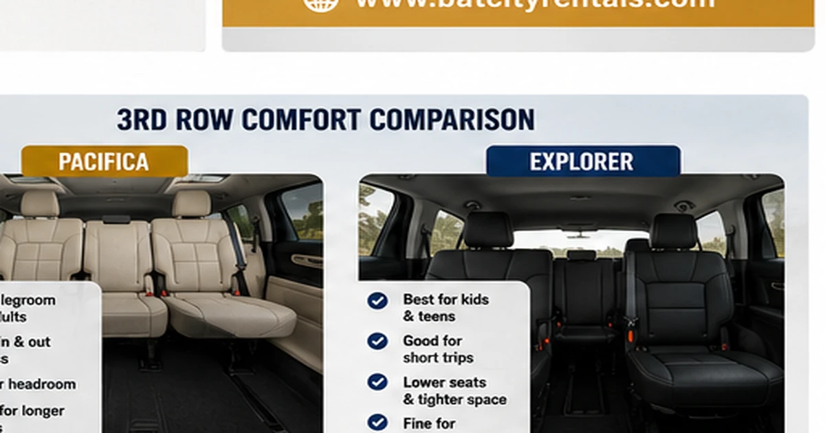 3rd row comfort comparison between Chrysler Pacifica and Ford Explorer