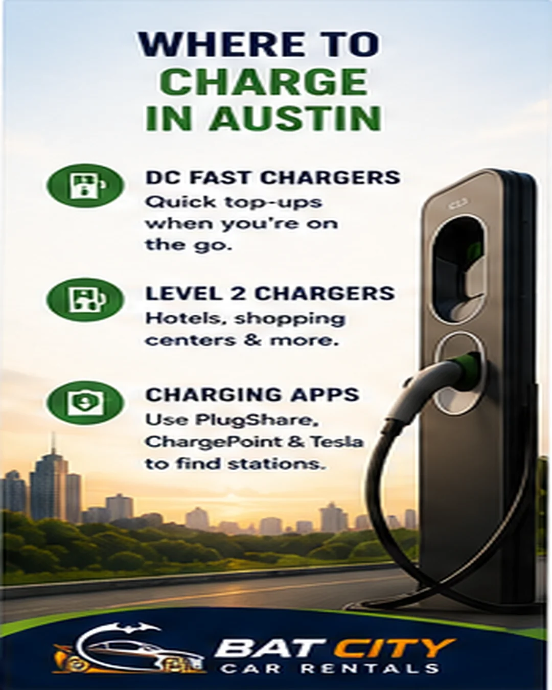 Guide to Level 2 charging, DC fast charging and EV charging apps in Austin